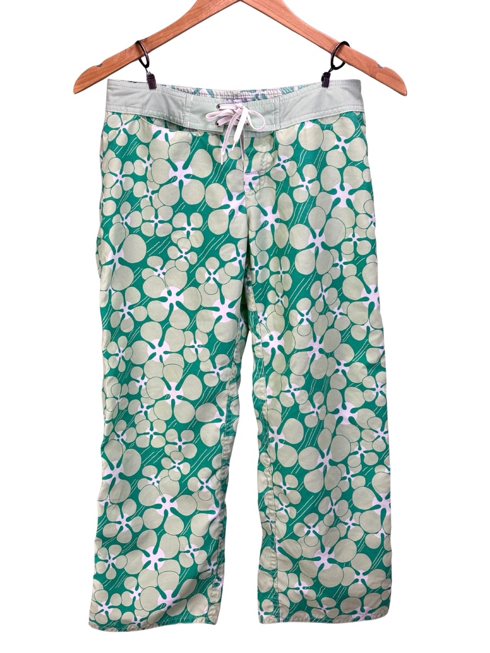 Patagonia Water Girl Green Floral Cropped Beach Pants